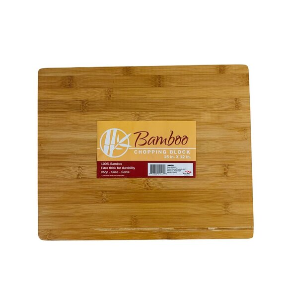 Large Bamboo Chopping Block Extra Thick 15 x 12 Inch Kitchen Tools Cutting Board - Picture 1 of 9